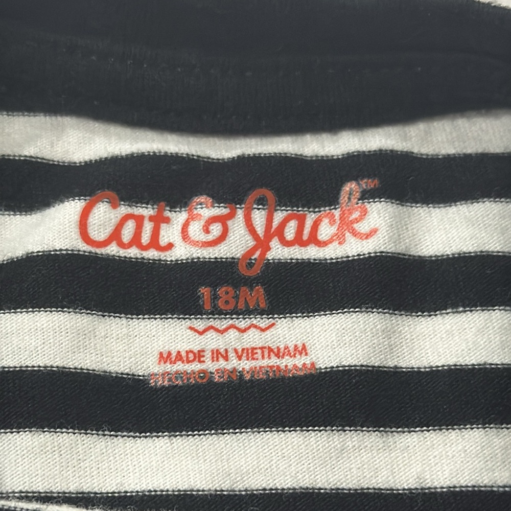 Cat & Jack Baby Girls Black and White Striped Long Sleeve Tee - Picture 2 of 4